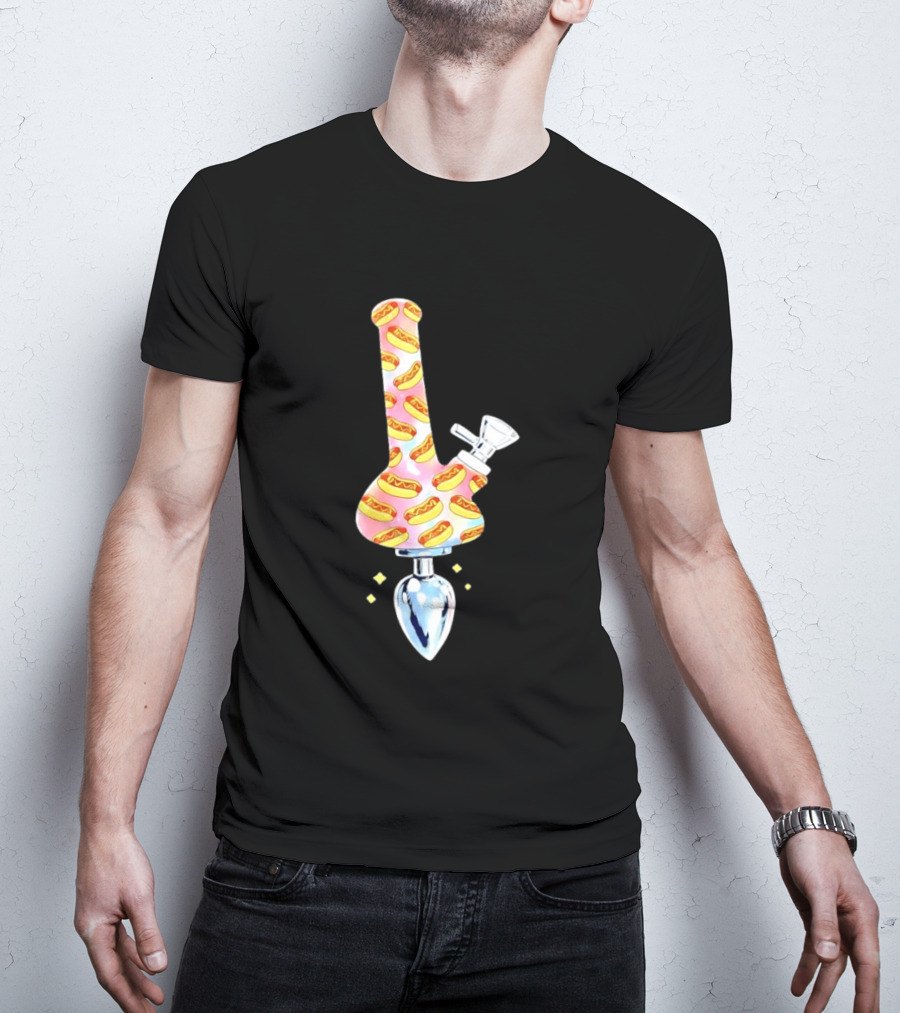 Hotdog Patterned Bong Buttplug T-Shirt