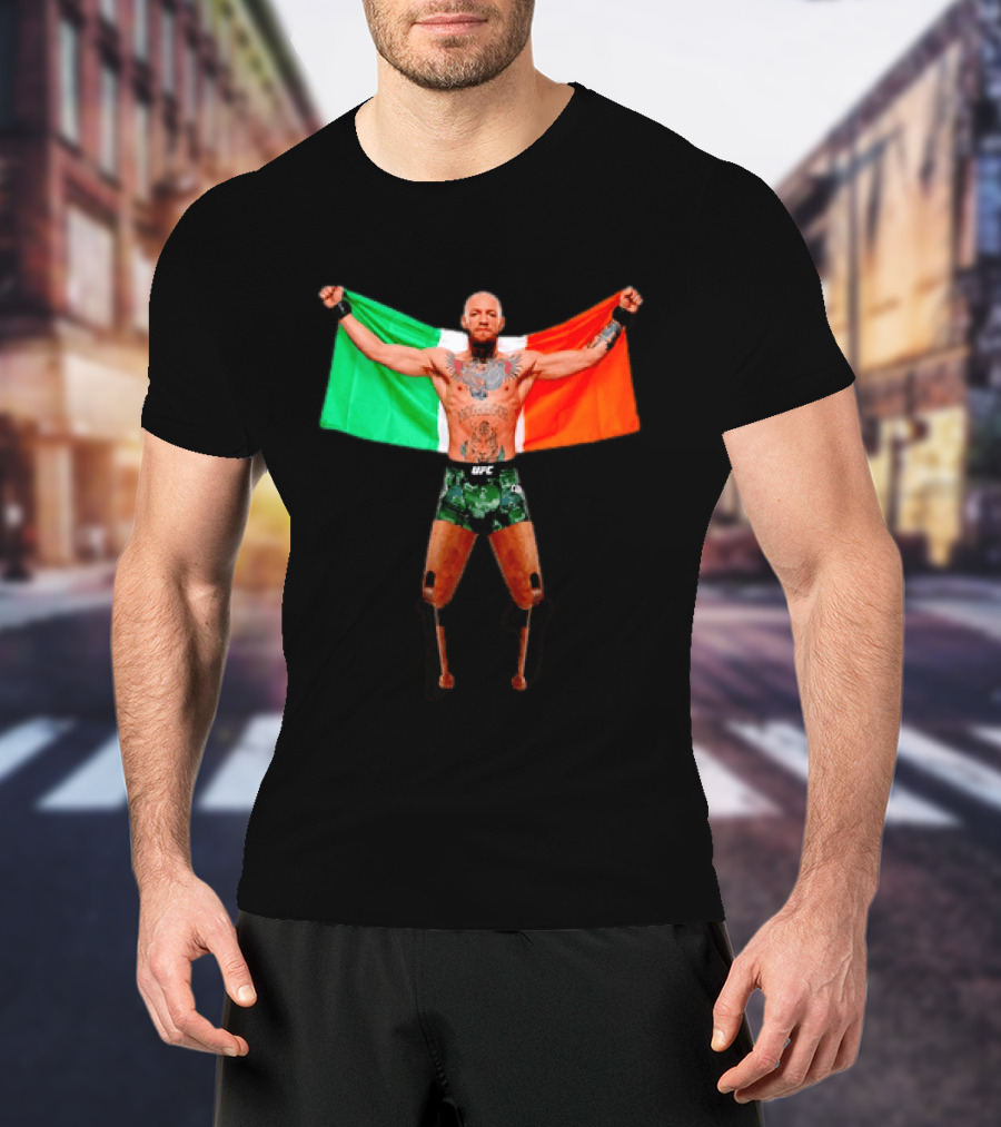 Conor McGregor UFC Prosthetic Leg Irish Flag Celebration T-Shirt