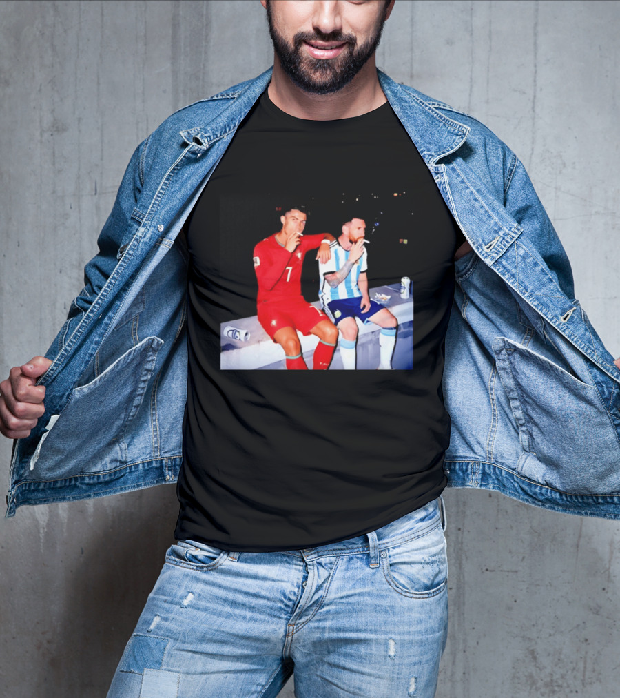 Cristiano Ronaldo Lionel Messi Smoking National Legends T-Shirt