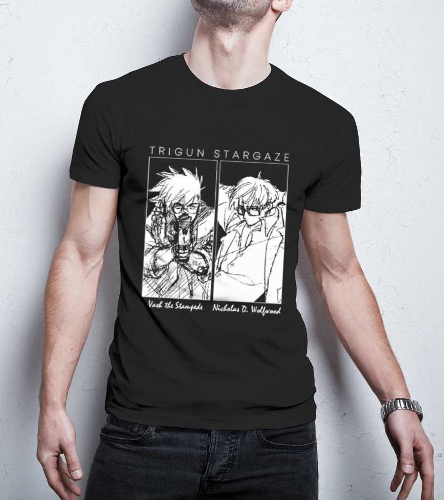 Trigun Stargaze Vash The Stampede Nicholas D. Wolfwood Manga T-Shirt