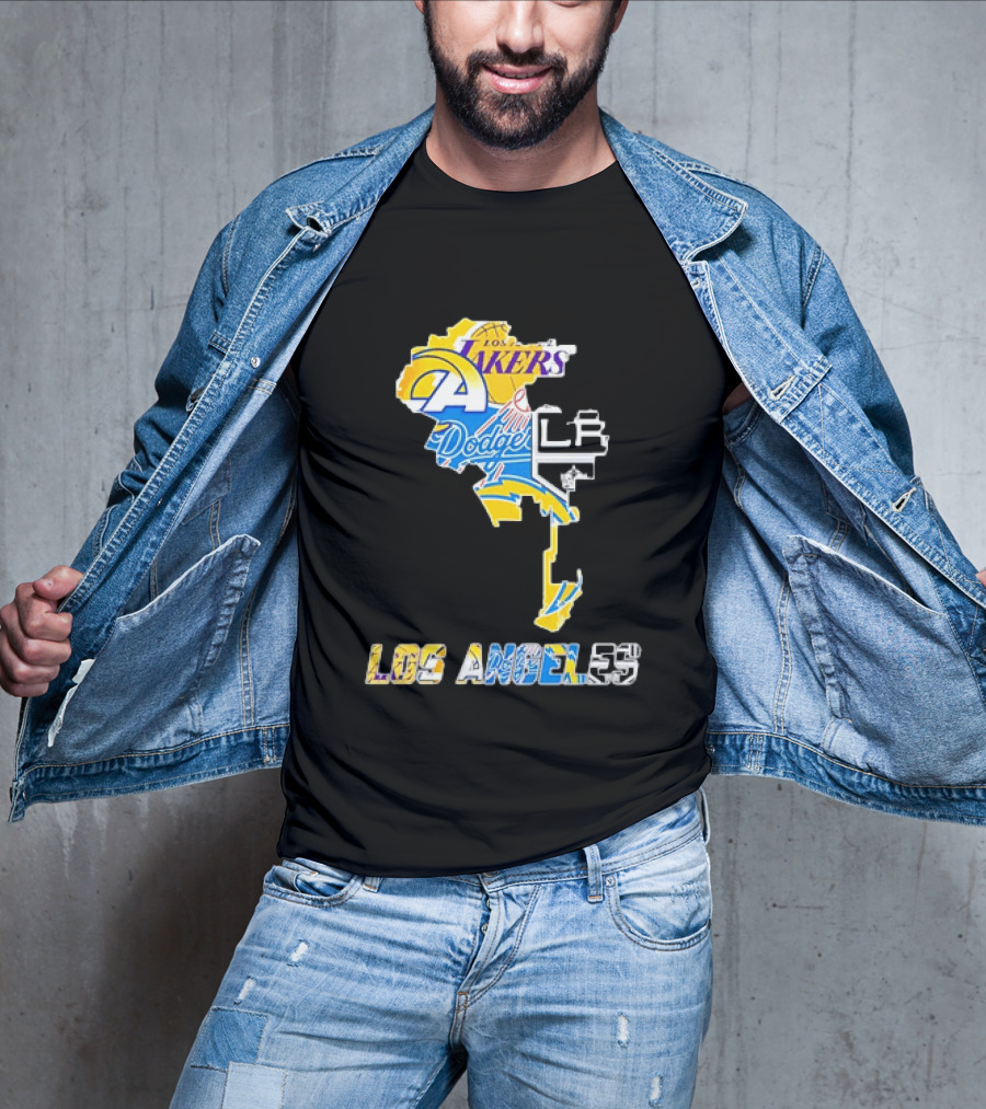 Los Angeles Lakers Rams Dodgers LA Kings Chargers Sports Team Logos T-Shirt