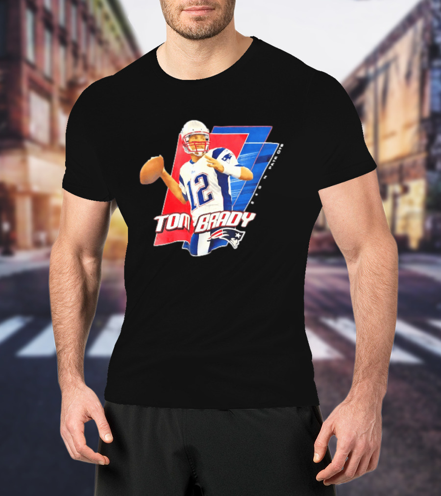 New England Patriots Tom Brady 12 Football Quarterback Iconic Action Pose T-Shirt