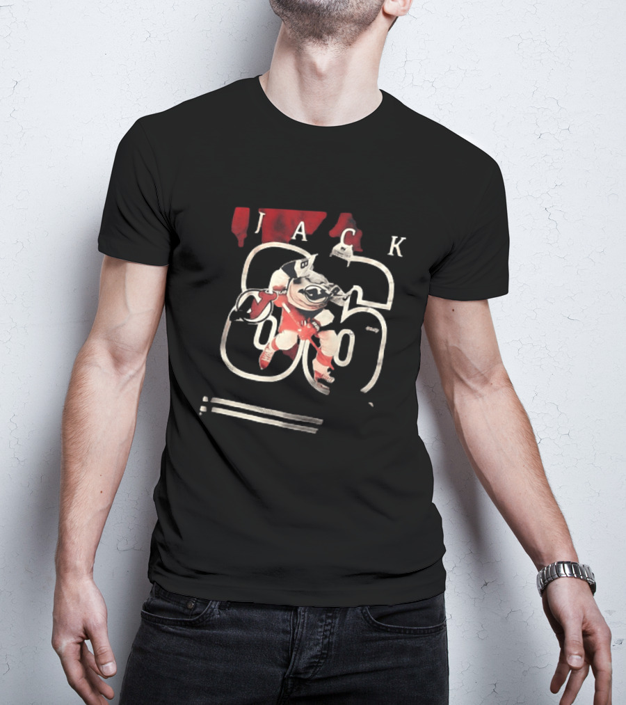 New Jersey Devils Jack Hughes 86 Hockey Player Action Pose T-Shirt