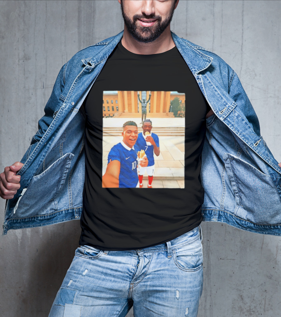 Ousmane Dembele Kylian Mbappe Philadelphia Museum Iconic Pose T-Shirt