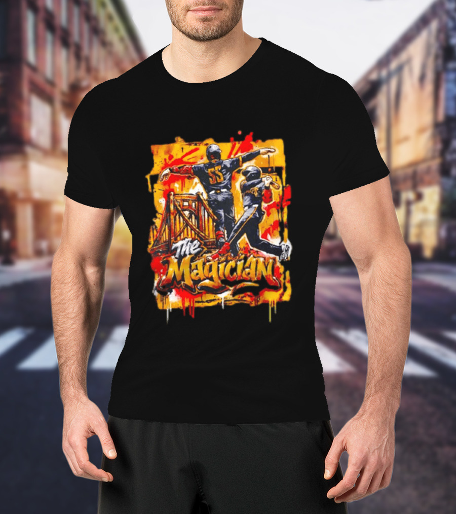 Pittsburgh Pirates The Magician Number 55 Baseball Player Art With Bridge T-Shirt