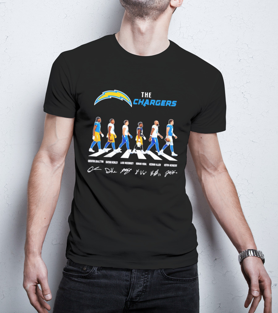The Chargers Quentin Johnston Daiyan Henley Ladd McConkey Kimani Vidal Keenan Allen Justin Herbert Abbey Road T-Shirt