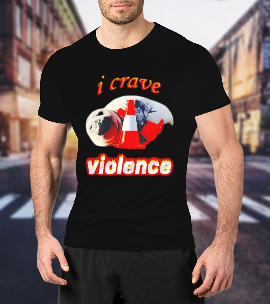 Seal With Traffic Cone I Crave Violence T-Shirt