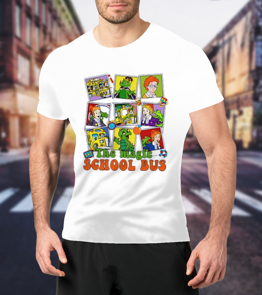 1+1 The Magic School Bus Characters And Adventure Scenes T-Shirt
