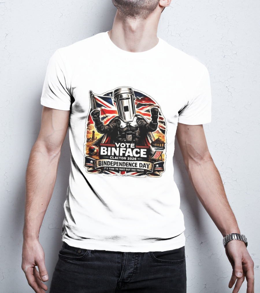 Vote Binface Clacton 2026 Bindependence Day Time To Take Out The Trash British Flag T-Shirt