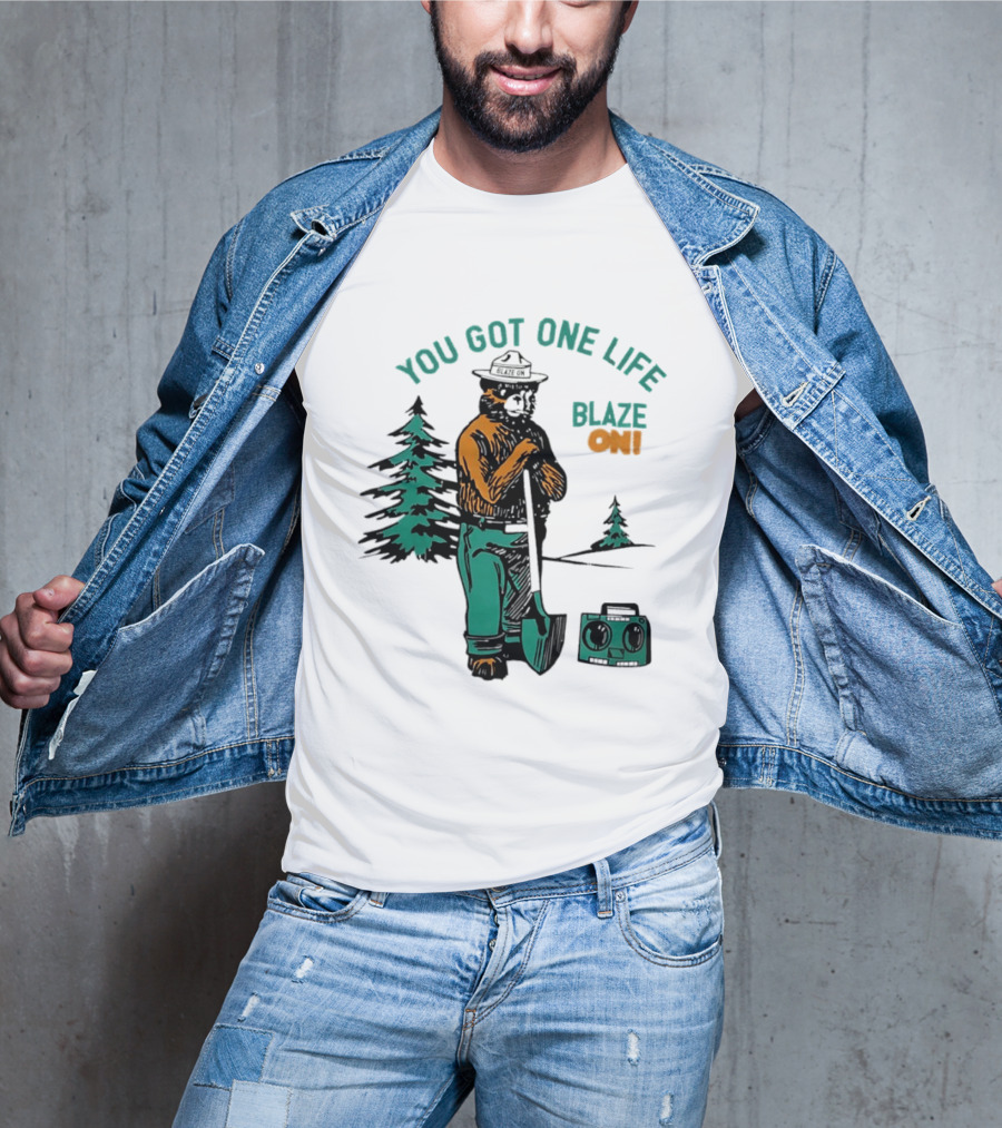 You Got One Life Blaze On Smokey Bear Retro Forest T-Shirt