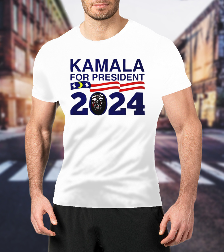 Kamala For President 2024 Stars And Stripes Moon Face T-Shirt