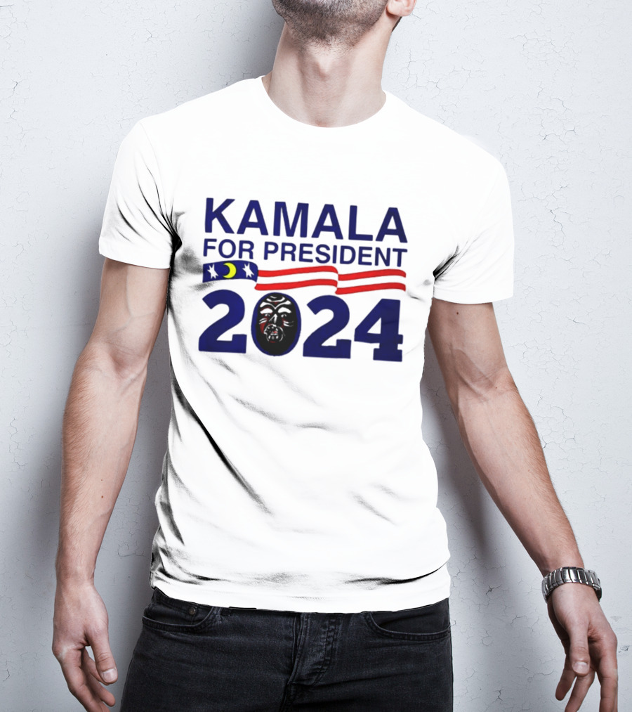 Kamala For President 2024 Stars And Stripes Moon Face T-Shirt