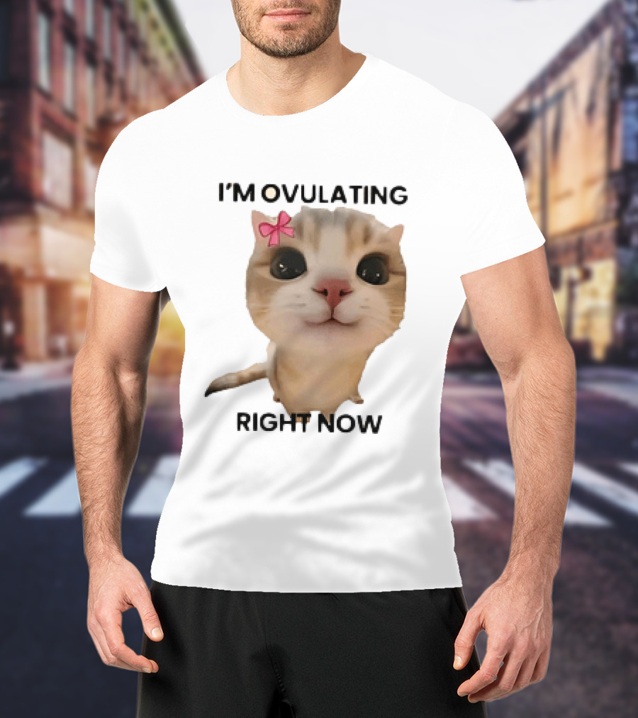 I'm Ovulating Right Now Cute Cat With Bow T-Shirt