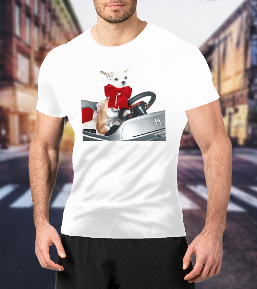 Chihuahua Puppy In Toy Car With Markgong Ribbon T-Shirt