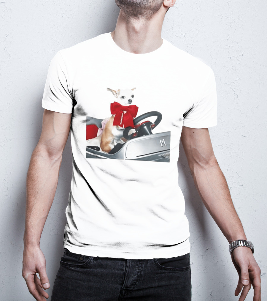 Chihuahua Puppy In Toy Car With Markgong Ribbon T-Shirt