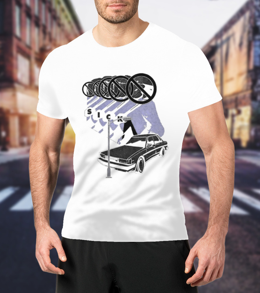 Sick Car Sedan Street Lamp Urban Environment Walking Man T-Shirt