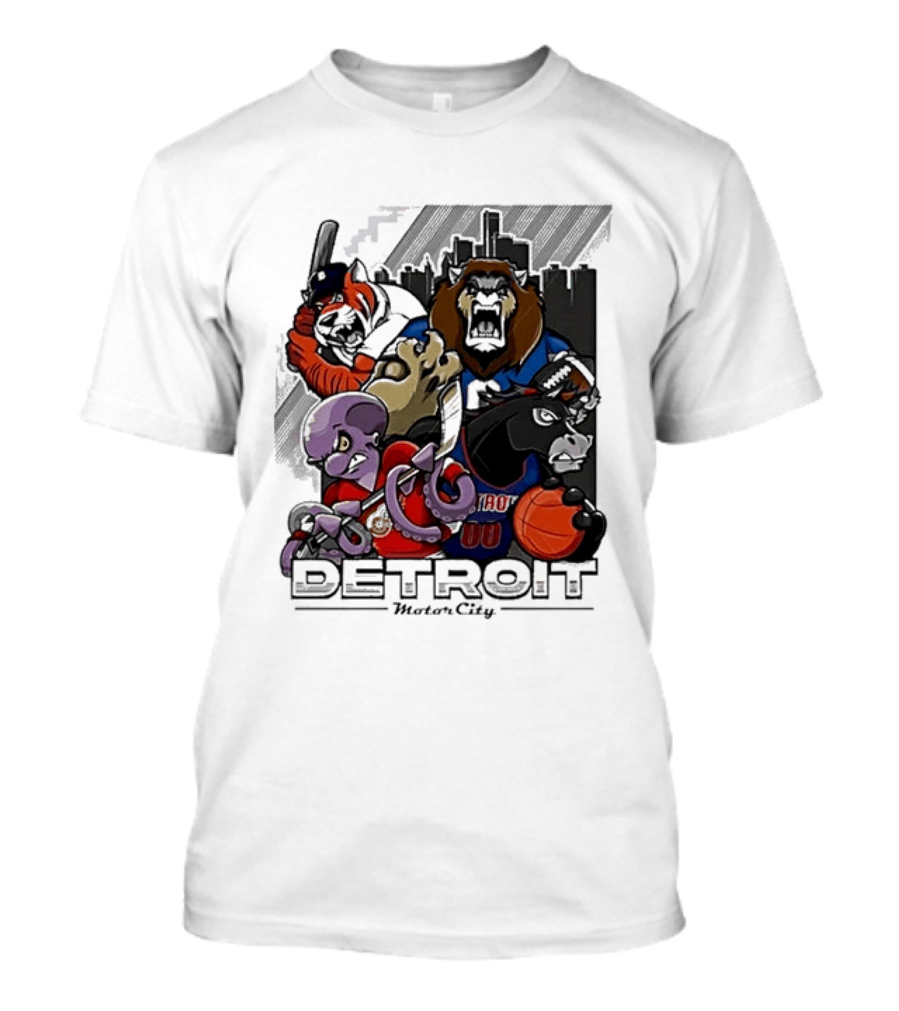 Motor City Detroit Tigers Lions Red Wings Pistons Athletic Sports Fan Gear T-Shirt