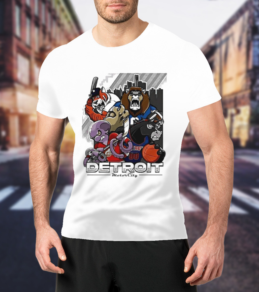 Motor City Detroit Tigers Lions Red Wings Pistons Athletic Sports Fan Gear T-Shirt