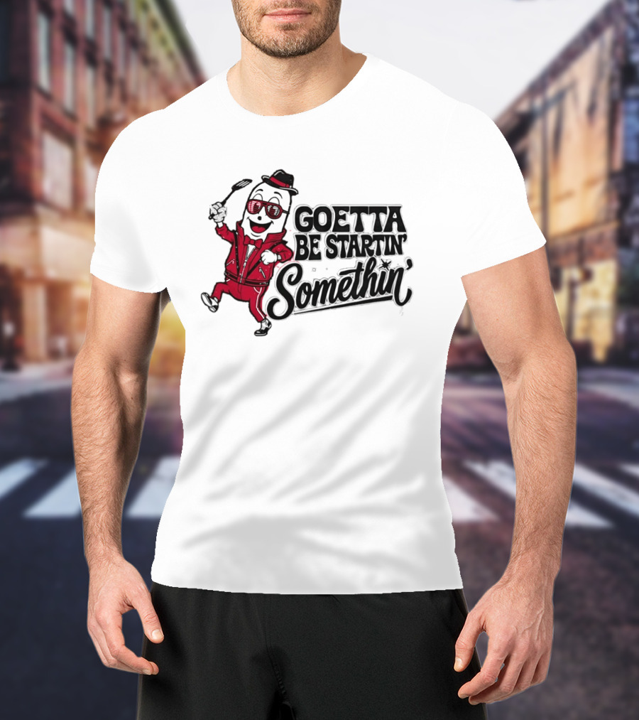 Goetta Be Startin Somethin Hotdog Retro Sunglasses Suit Fedora T-Shirt