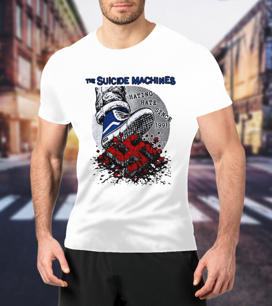 The Suicide Machines Hating Hate Since 1991 Vans Shoe Kicking Swastika T-Shirt