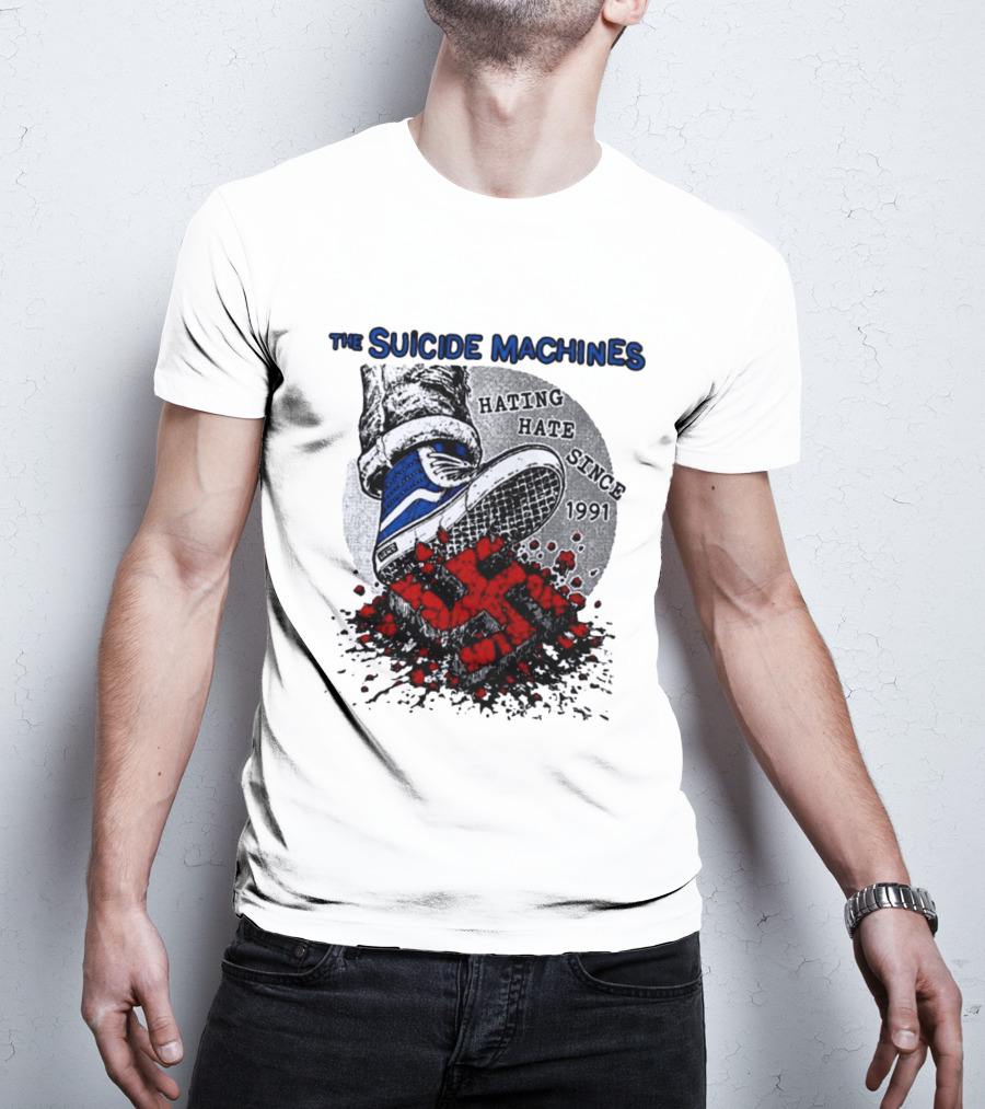 The Suicide Machines Hating Hate Since 1991 Vans Shoe Kicking Swastika T-Shirt