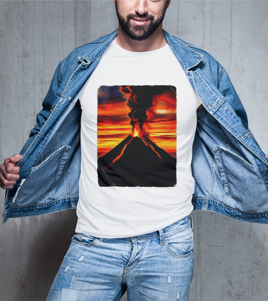 Volcanic Eruption Sunset Landscape Volcano Erupting At Dusk T-Shirt