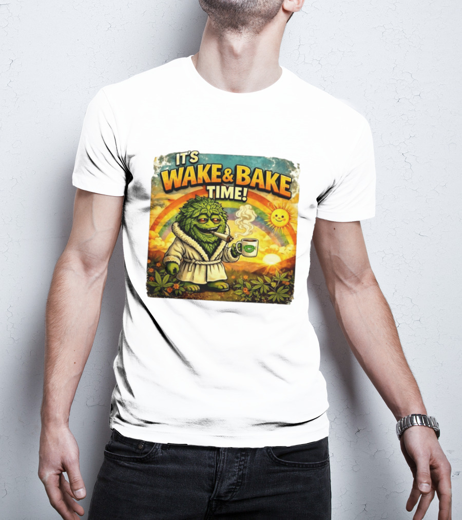 It's Wake And Bake Time Chief Greenbud Smoking Rainbow Sun Cannabis T-Shirt