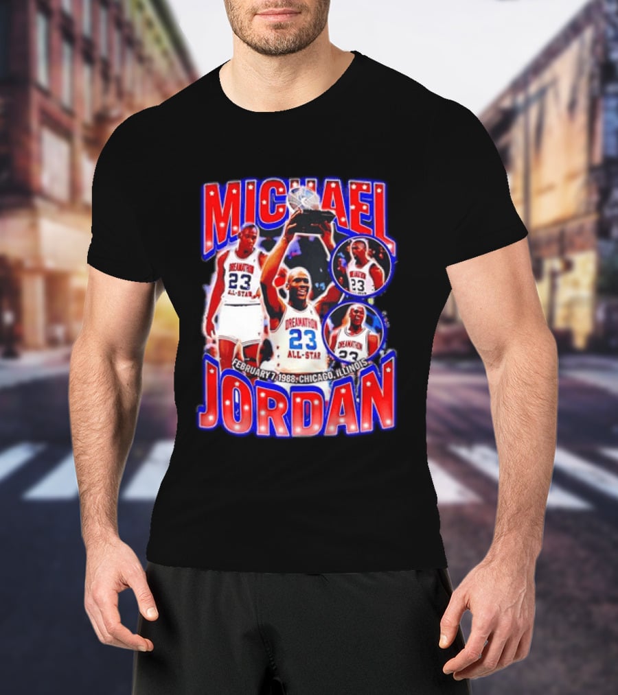 Michael Jordan February 7 1988 Chicago Illinois All Star Trophy Dream Team 23 T-Shirt