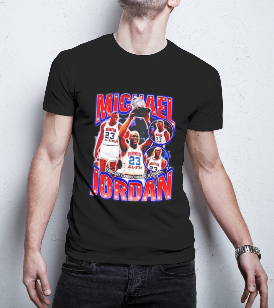 Michael Jordan February 7 1988 Chicago Illinois All Star Trophy Dream Team 23 T-Shirt