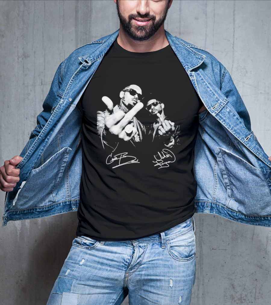 Chris Brown Usher R And B Music Middle Finger Sign Autograph T-Shirt