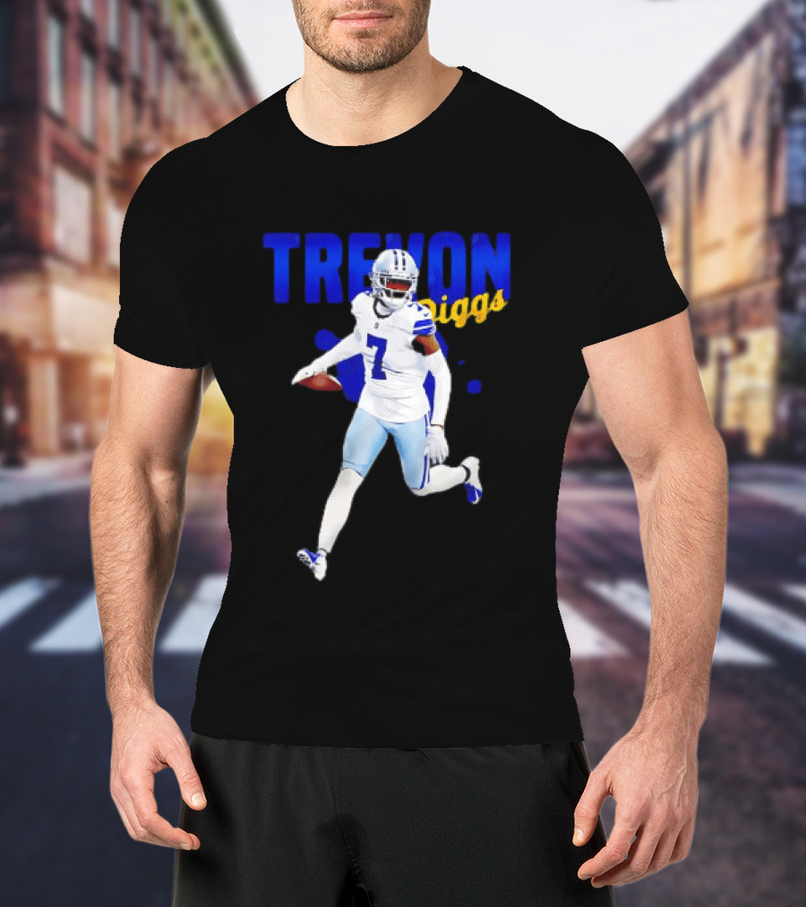 Trevon Diggs Dallas Cowboys Number 7 Running With Football T-Shirt