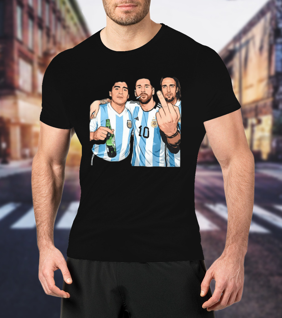 Messi Maradona Batistuta Argentina Football Legends T-Shirt