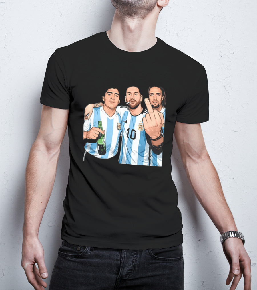 Messi Maradona Batistuta Argentina Football Legends T-Shirt