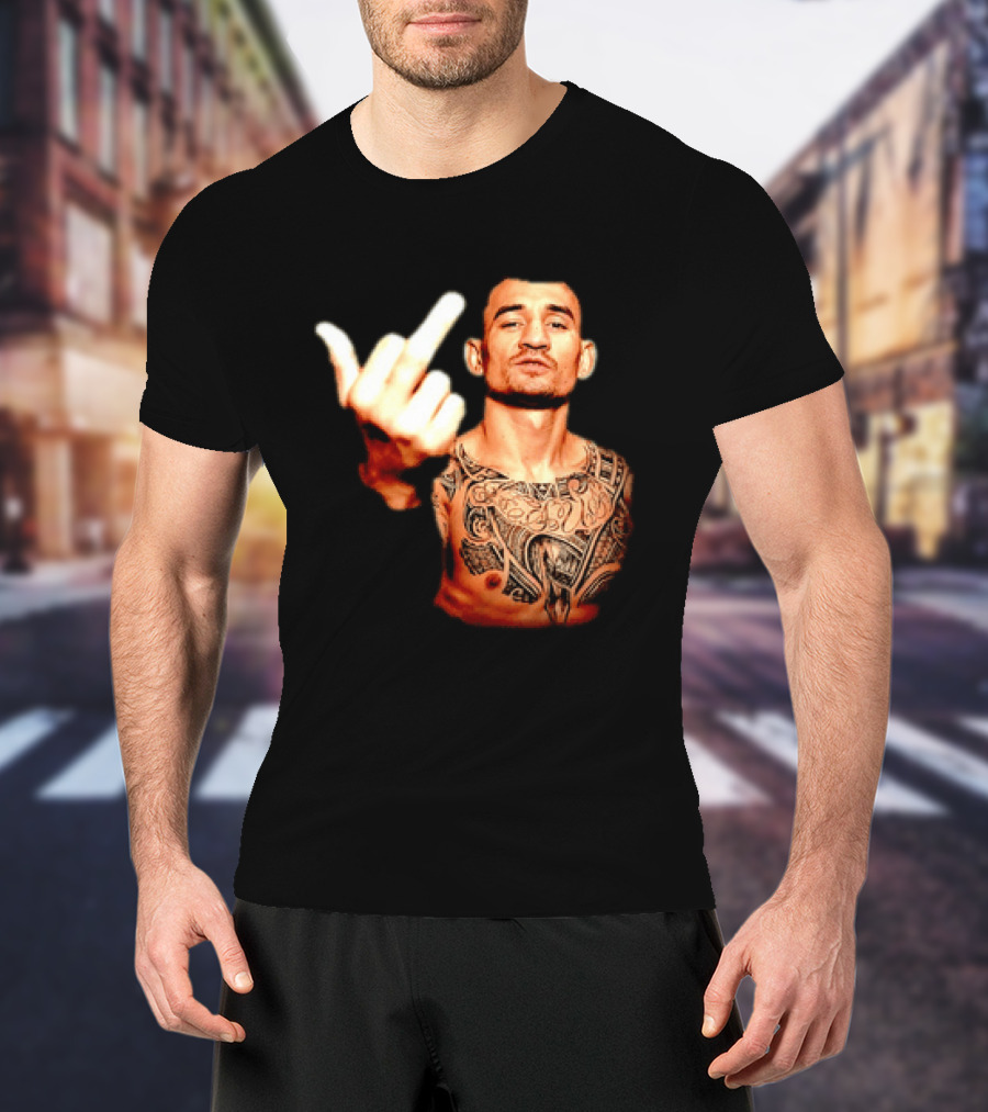 Max Holloway UFC Fighter Pose Middle Finger Tattoo T-Shirt