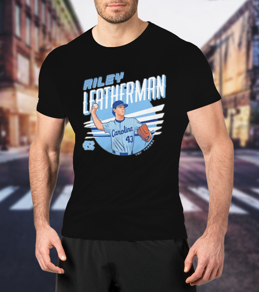 North Carolina Tar Heels Riley Leatherman Baseball Carolina 43 T-Shirt