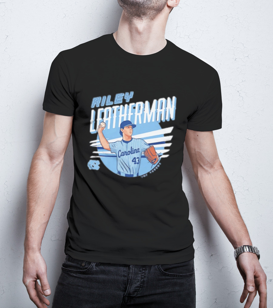 North Carolina Tar Heels Riley Leatherman Baseball Carolina 43 T-Shirt