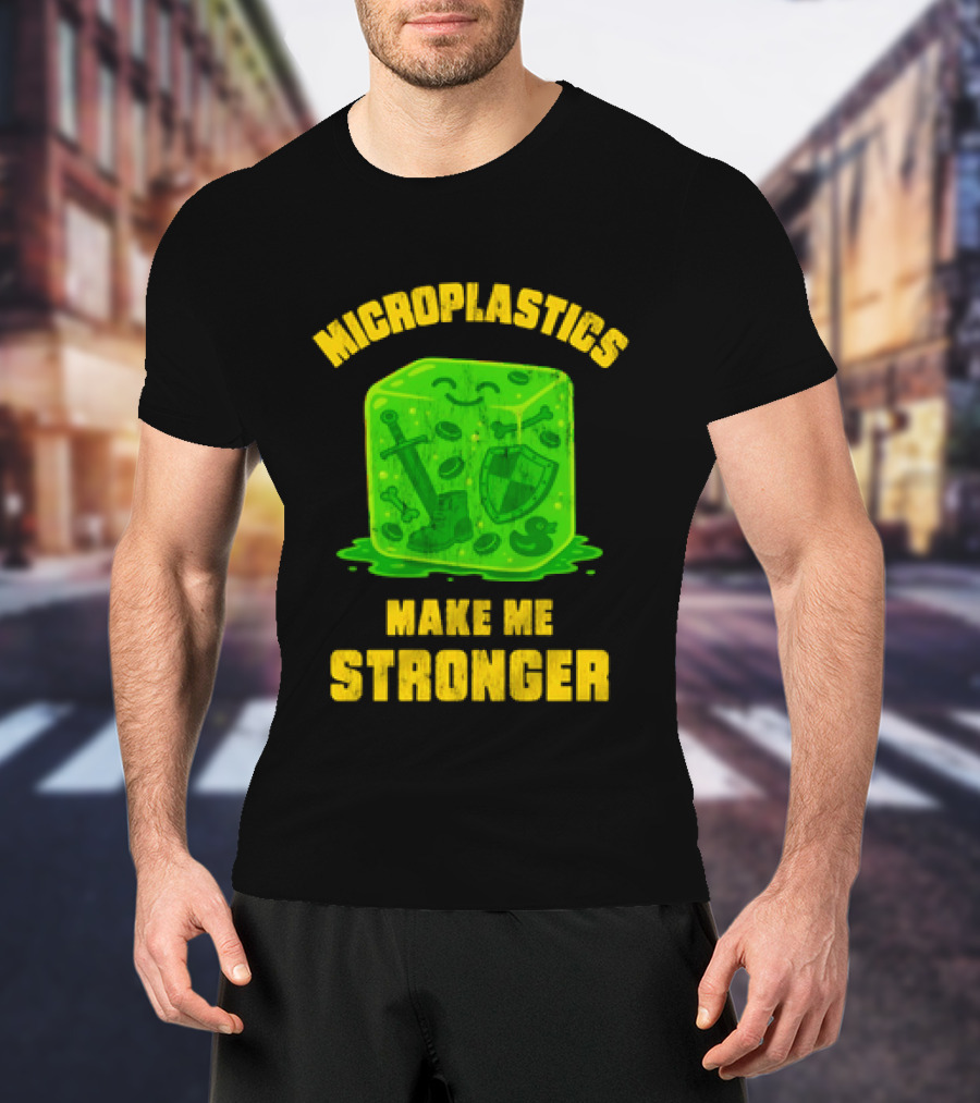 Microplastics Make Me Stronger Gelatinous Block Sword Shield Boot T-Shirt
