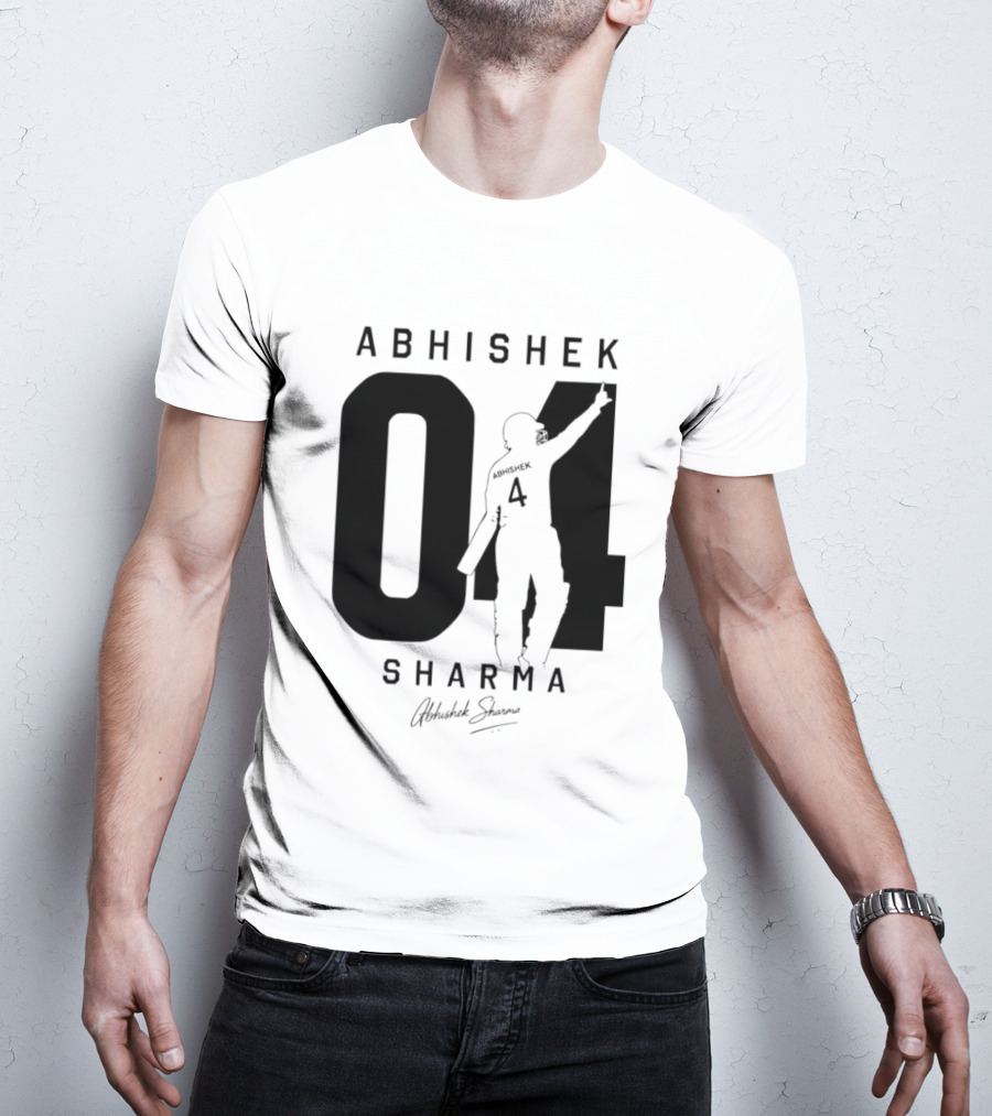 Abhishek Sharma 04 Indian Cricket Player Autograph T-Shirt