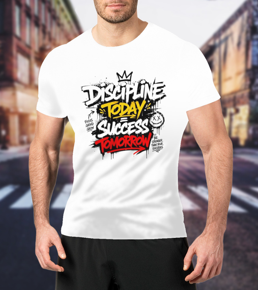 Discipline Today Success Tomorrow Motivational Graffiti T-Shirt