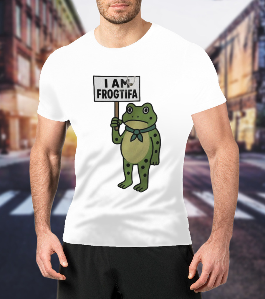 I AM FROGTIFA Frog Holding Sign T-Shirt