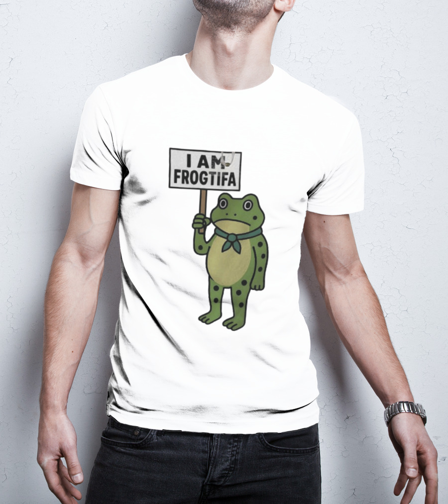 I AM FROGTIFA Frog Holding Sign T-Shirt