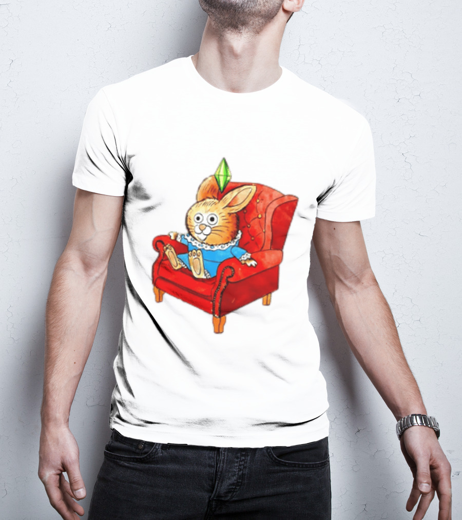 Rabbit They're Turning Me Into A Data Center Tomorrow Green Plumbob Red Couch Blue Dress T-Shirt