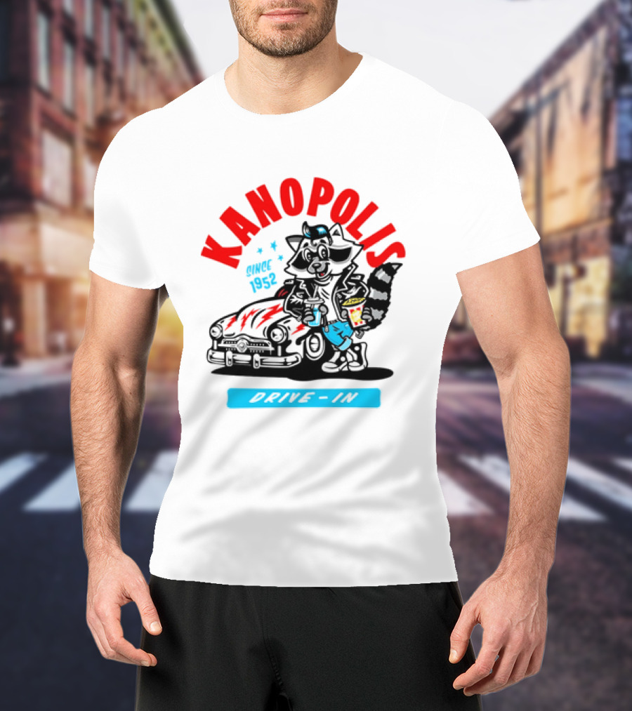 Kanopolis Drive In Since 1952 Raccoon Car T-Shirt