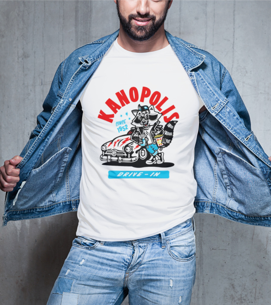 Kanopolis Drive In Since 1952 Raccoon Car T-Shirt