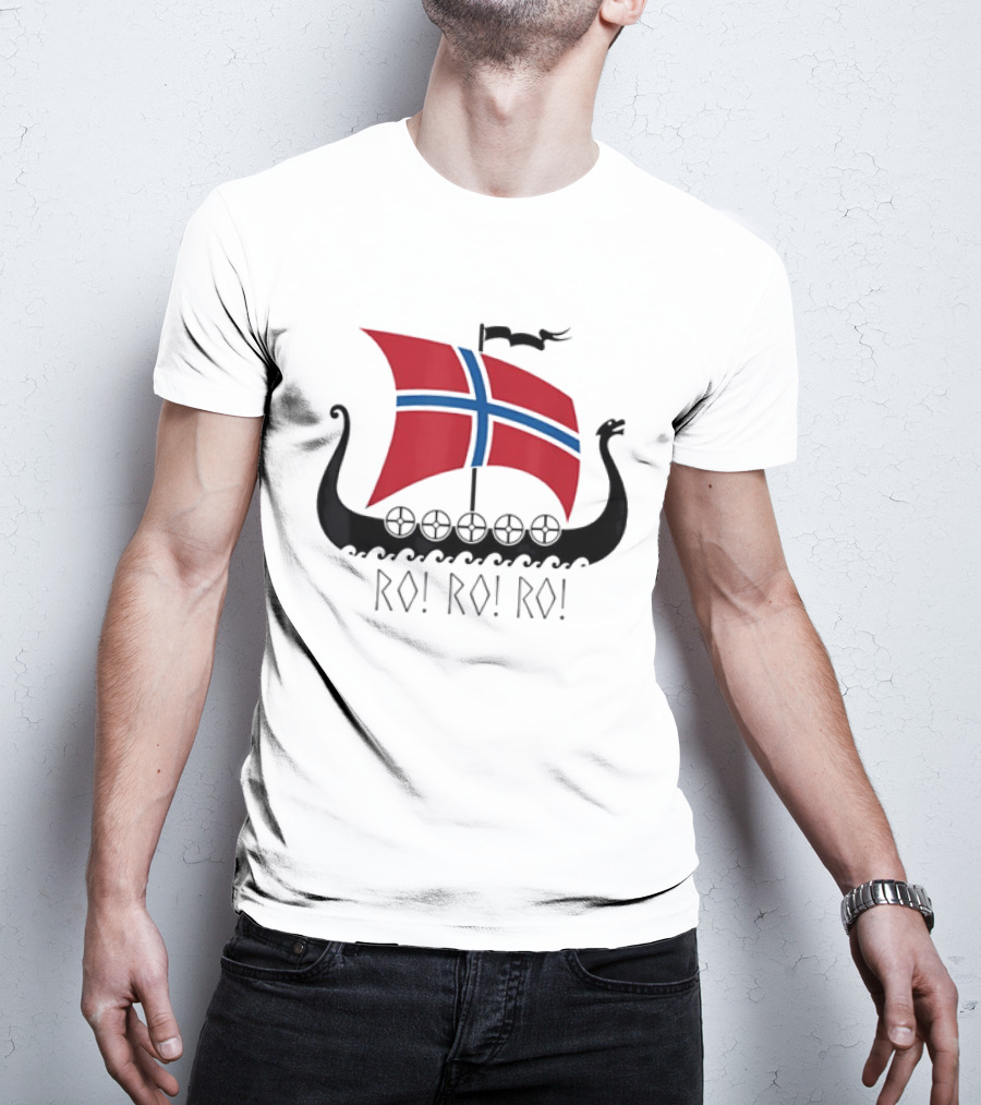 Viking Ship Norwegian Flag Ro Ro Ro T-Shirt
