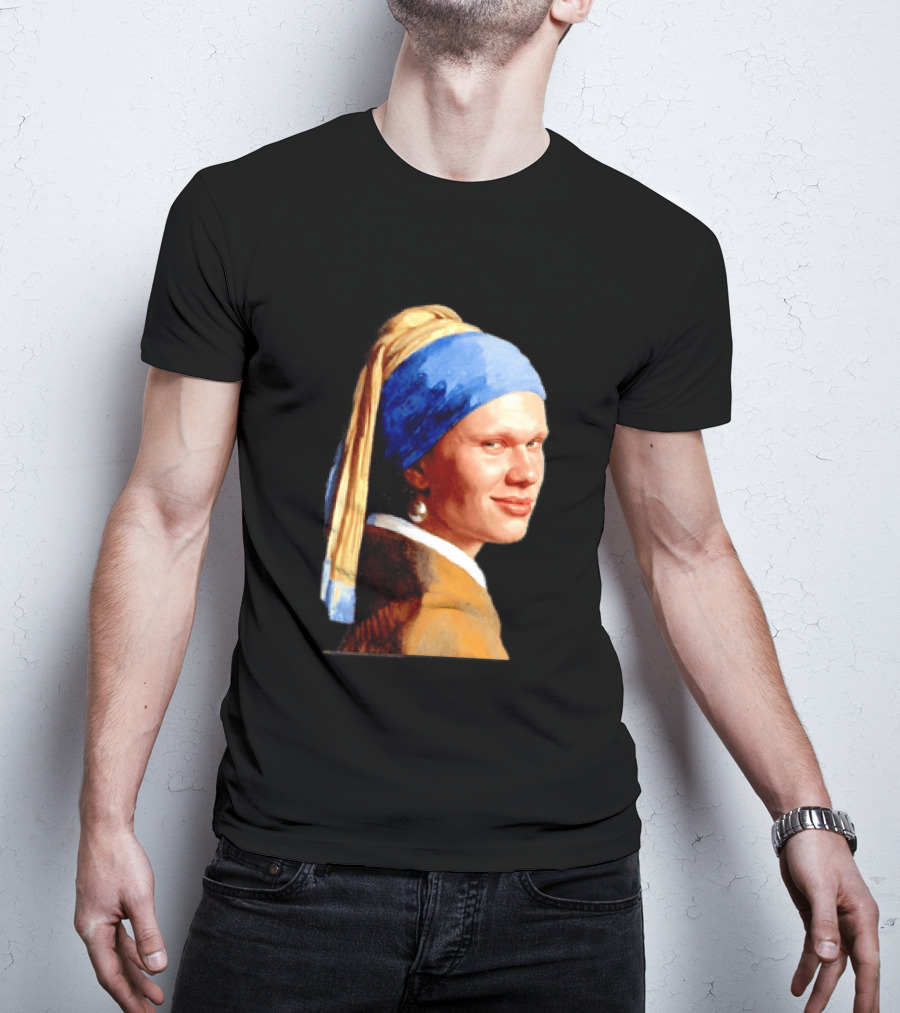 Erling Haaland Girl With A Pearl Earring Football T-Shirt