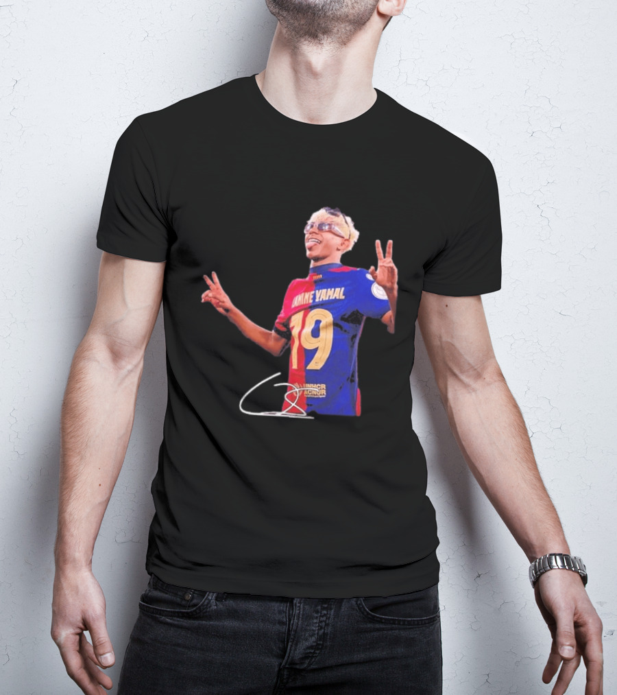 Lamine Yamal Barcelona Peace Sign Celebration 19 Jersey T-Shirt