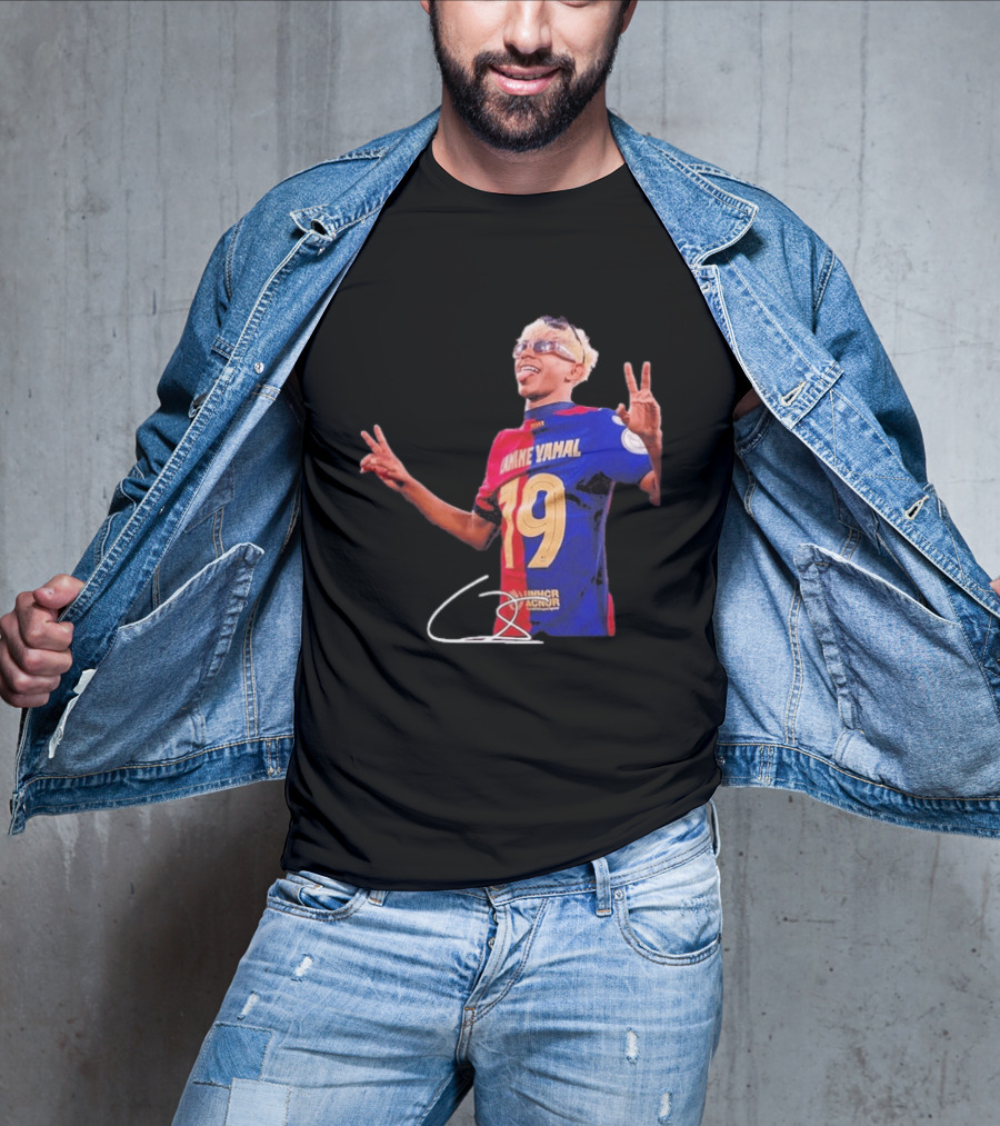 Lamine Yamal Barcelona Peace Sign Celebration 19 Jersey T-Shirt