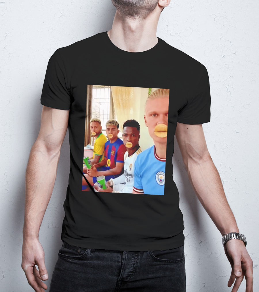 Neymar Vinicius Barcelona Real Madrid Manchester City Football Stars Chips T-Shirt