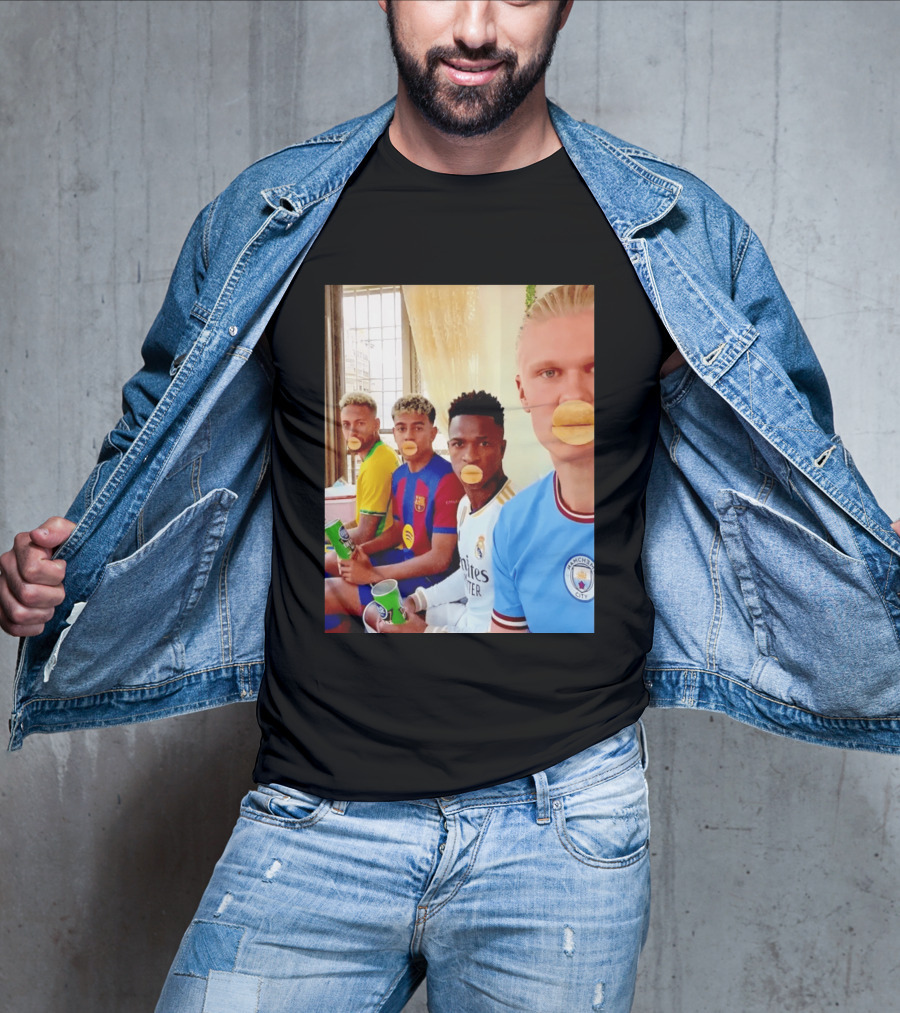 Neymar Vinicius Barcelona Real Madrid Manchester City Football Stars Chips T-Shirt